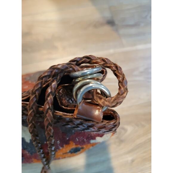 Vintage J Simone Crossbody Bag 70s MCM Woven Kilim Double Strap Brown Orange - Picture 6 of 11